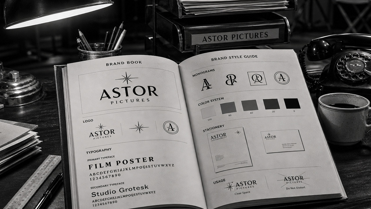 A vintage brand book on a vintage desk